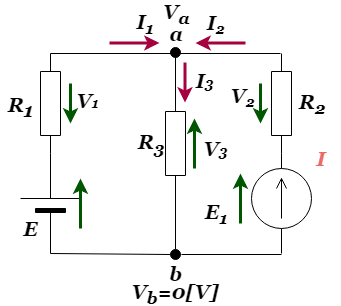 重ね合わせの理：電流源と電圧源が混在する回路端子電圧を求める